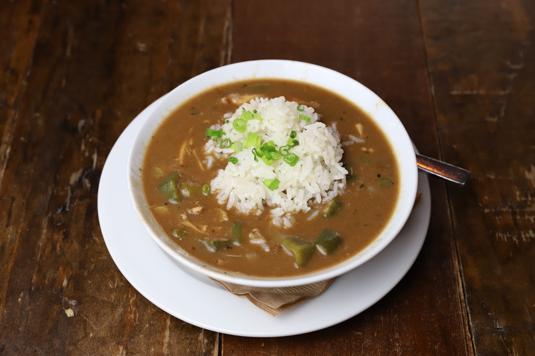 Order Chicken & Andouille Sausage Gumbo Cup food online from Plank Seafood Provisions store, Omaha on bringmethat.com