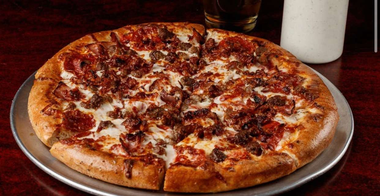 Order Meat Lovers Pizza - Personal 8" food online from Wings Pizza N Things store, Temple on bringmethat.com