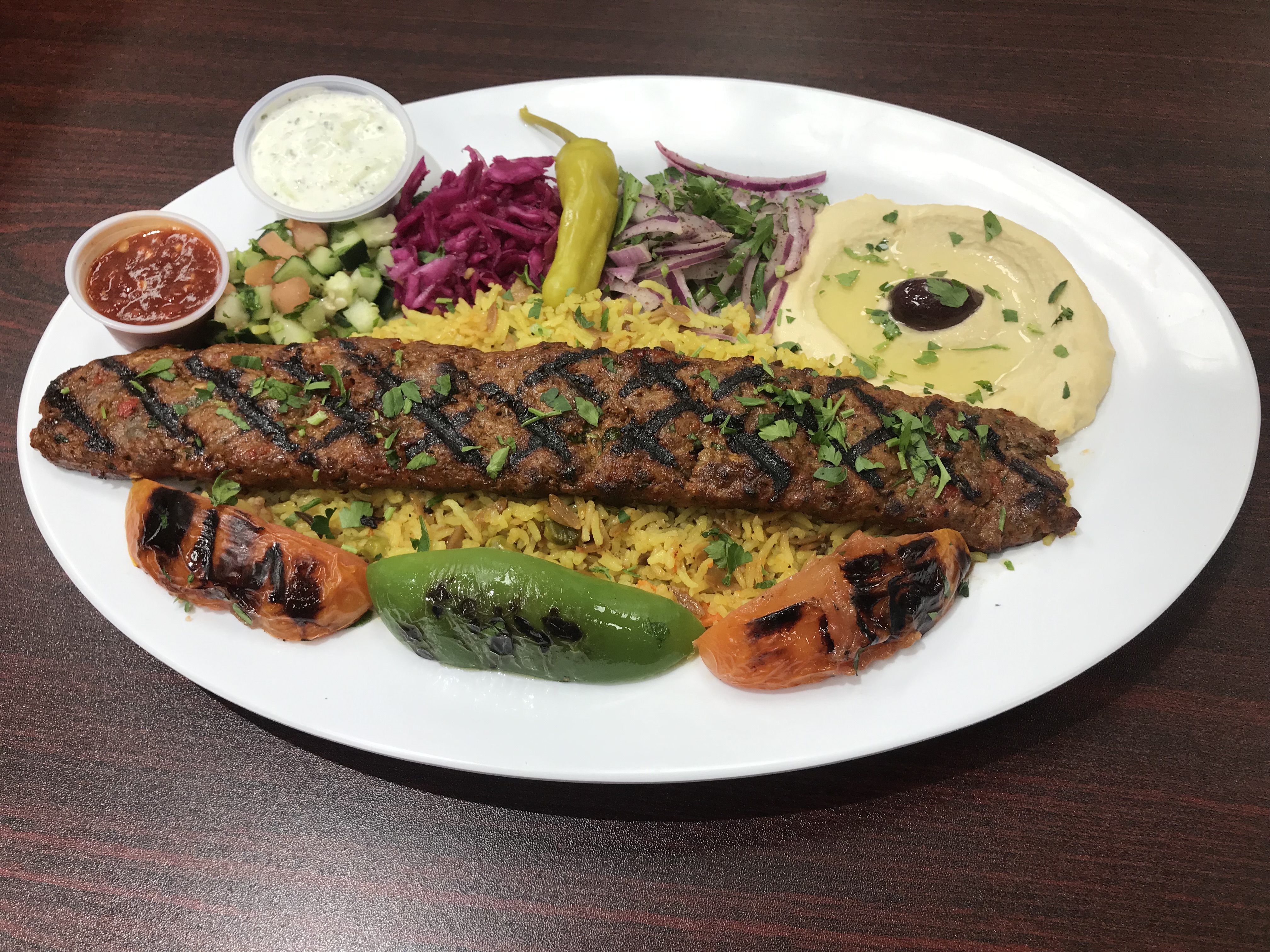 Order 34. Adana Kebab food online from Mangal Mediterranean Restaurant store, San Francisco on bringmethat.com