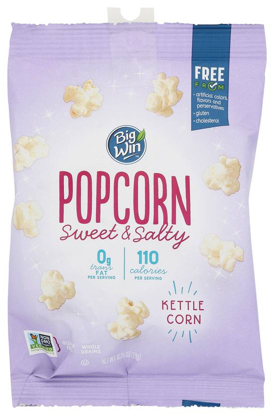 Order Big Win Popcorn Sweet & Salty Kettle Corn (0.75 oz) food online from Rite Aid store, Eugene on bringmethat.com