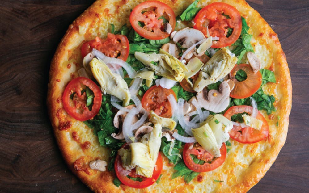 Order Hearty Healthy Veggie Pizza - Medium 12" food online from Russo New York Pizzeria store, Houston on bringmethat.com