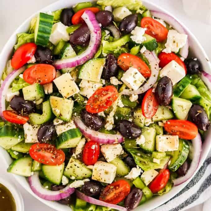 Order Greek Salad - Salad food online from Yaya Pizza store, Upland on bringmethat.com