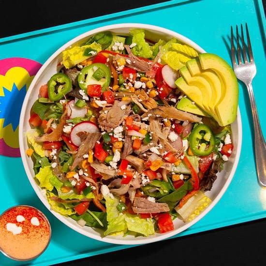 Order Carnitas Salad food online from Feisty Burrito Bowls | Mexican store, Lakewood on bringmethat.com