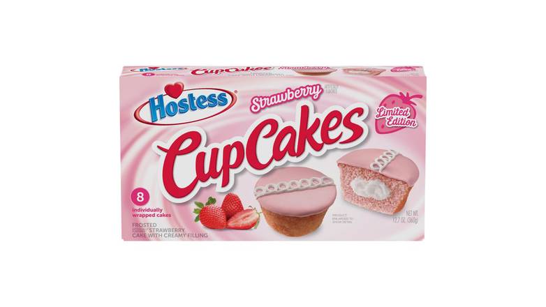 Order Hostess Limited Edition Strawberry Flavored Cupcakes 8 Count food online from Route 7 Food Mart store, Norwalk on bringmethat.com
