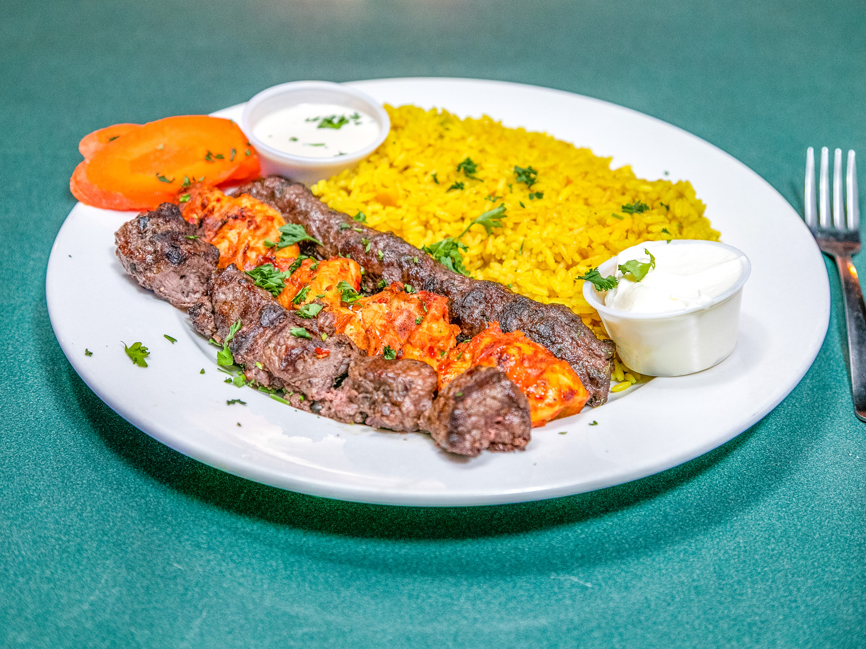 Order Mix Grilled Kabob Platter food online from Sahara Restaurant store, Maumee on bringmethat.com