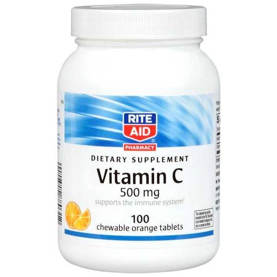 Order Rite Aid Vitamin C Chewable Tablets Orange 500mg (100 ct) food online from Rite Aid store, Palm Desert on bringmethat.com