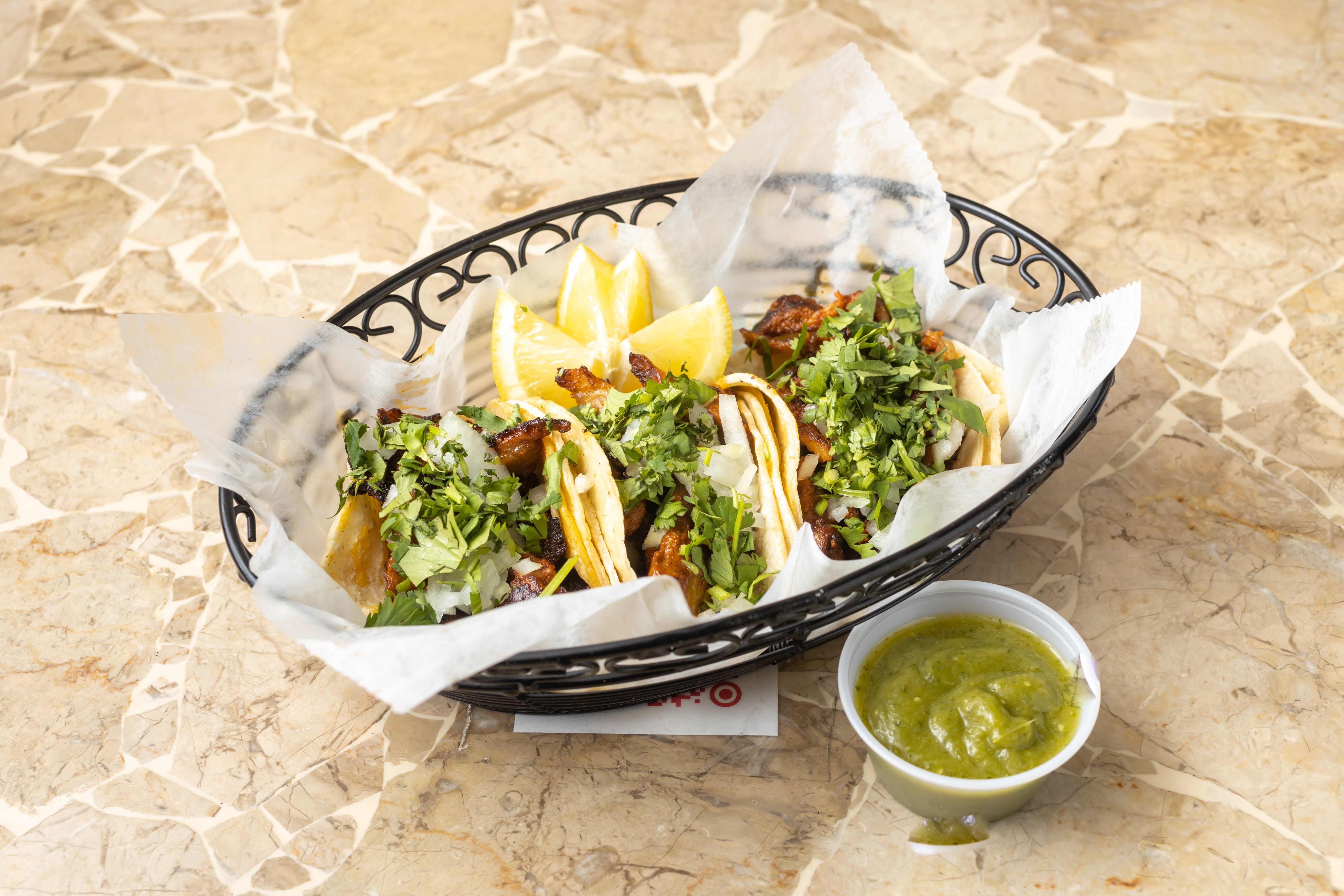 Order Tacos Al Pastor - Appetizer food online from Oasis restaurant store, Sunnyside on bringmethat.com