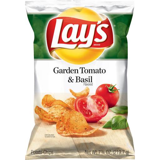 Order Lay's Garden Tomato & Basil Flavored Potato Chips food online from Deerings Market store, Traverse City on bringmethat.com