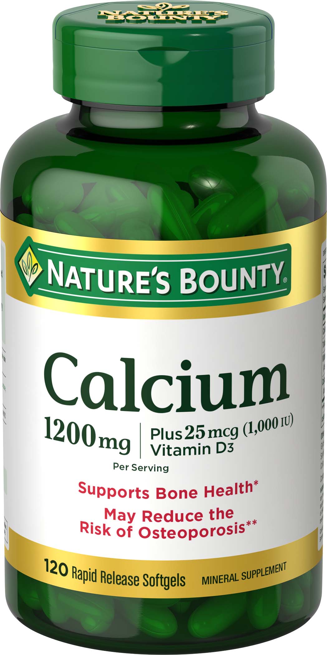 Order Nature's Bounty Calcium + Vitamin D3 Softgels, 1200mg - 120 ct food online from Rite Aid store, Cathedral City on bringmethat.com
