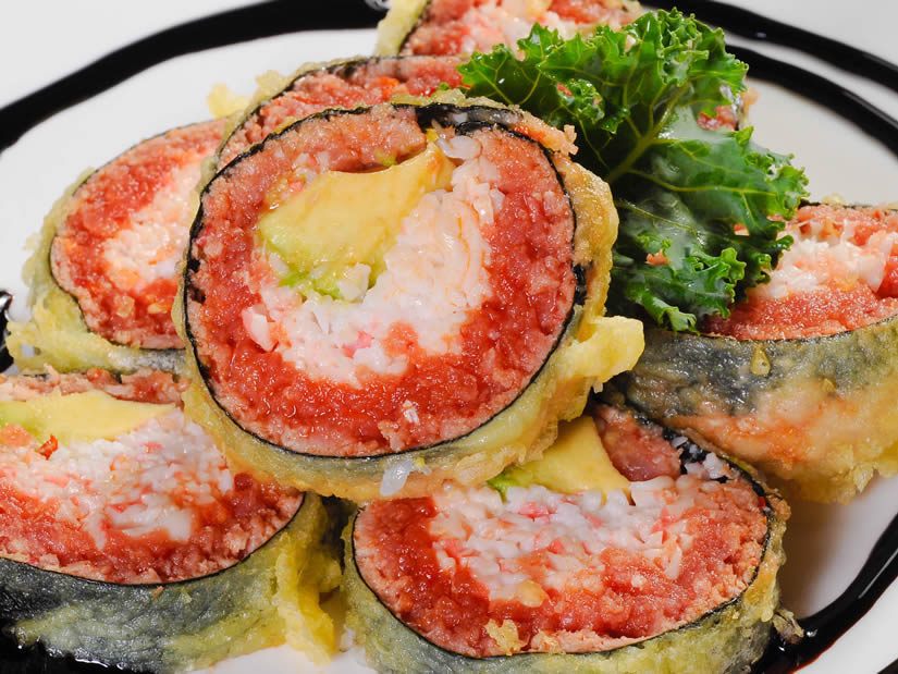 Order Spicy Tuna Tempura Roll food online from Kiraku Ramen & Sushi store, Gardena on bringmethat.com