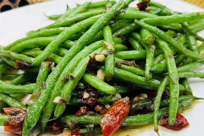 Order Wok-fried String Bean 干煸四季豆 food online from Beijing Noodle House 同顺面馆 store, Lake Forest on bringmethat.com