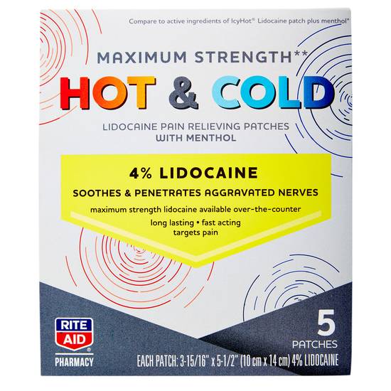 Order Rite Aid Hot & Cold Lidocaine Pain Relieving Patches with Menthol (5 ct) food online from Rite Aid store, BETHEL PARK on bringmethat.com