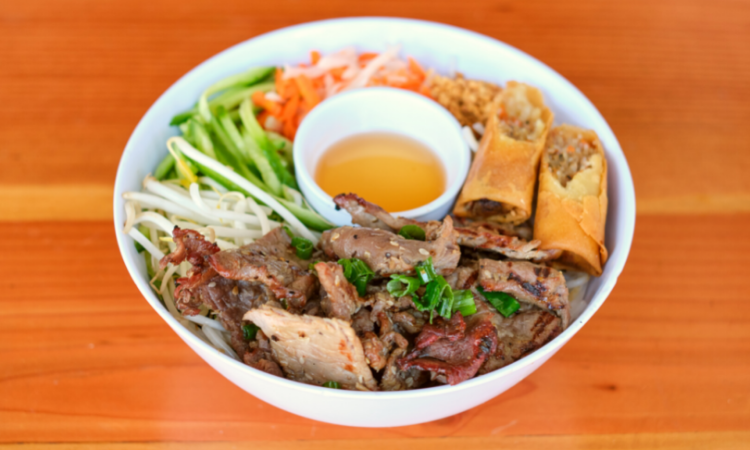 Order Bun Bo Cha Gio/Steak & Eggrolls food online from Nong La Cafe store, Los Angeles on bringmethat.com