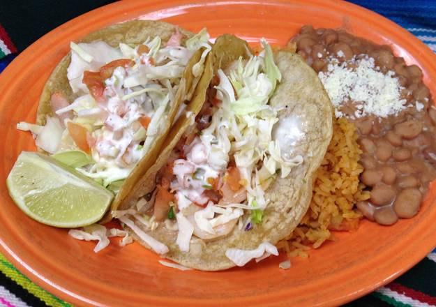 Order Baja Style Fish Taco (2 pcs) food online from Cafe Coyote store, San Diego on bringmethat.com