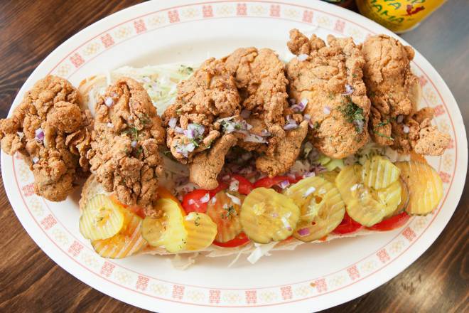 Order Crescent City Fried Oyster Po'Boy food online from The Little Jewel of New Orleans store, Los Angeles on bringmethat.com