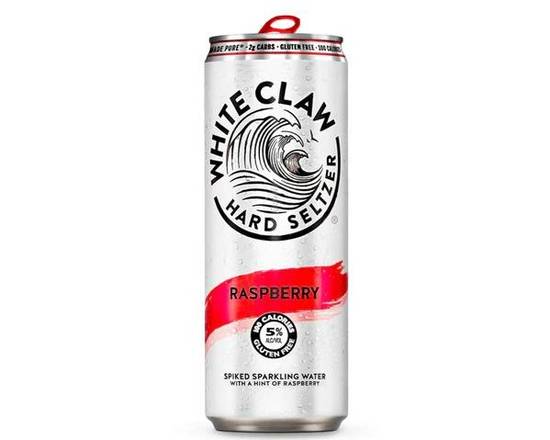 Order White Claw Raspberry can hard seltzer (5.0% ABV) 19.2 food online from Pit Stop Liquor Mart store, El Monte on bringmethat.com