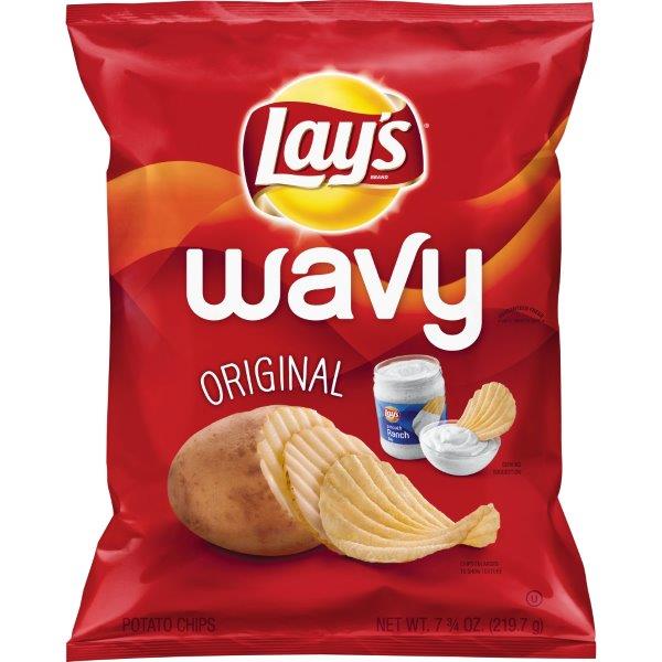 Order Lays Wavy Regular Potato Chips - 7.75 oz food online from Bartell store, Edmonds on bringmethat.com