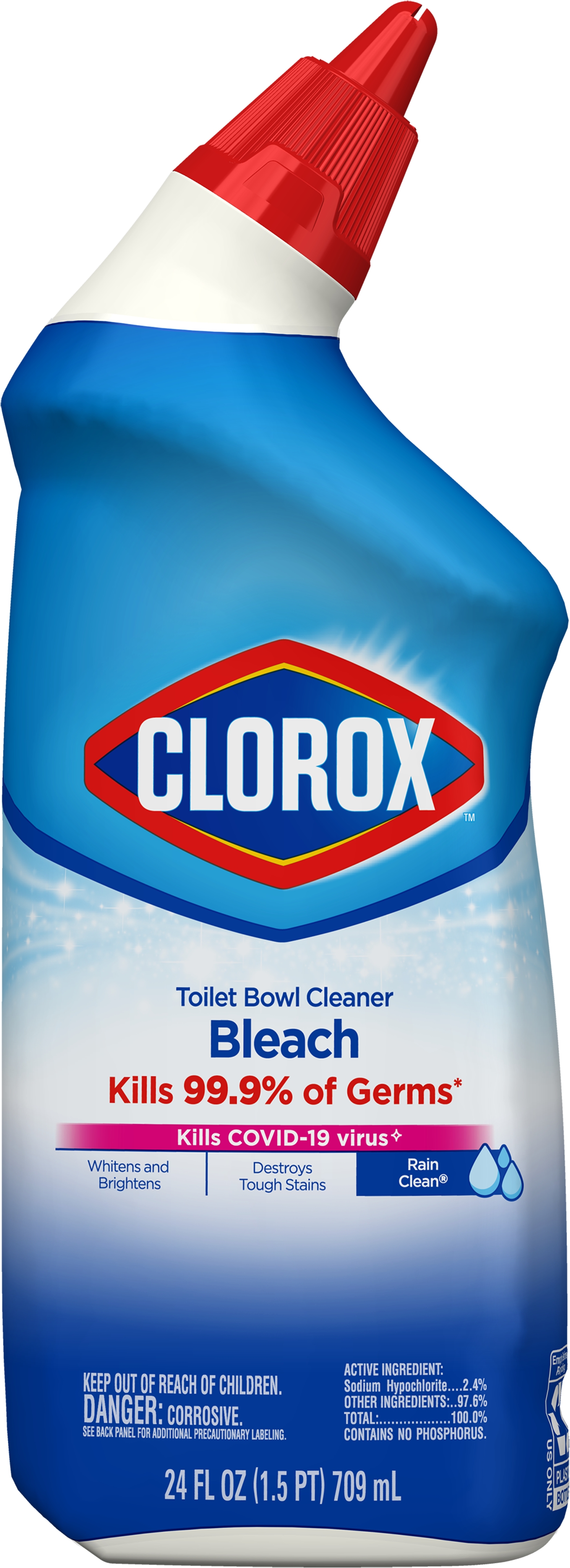 Order Clorox Toilet Bowl Cleaner Bleach - Rain Clean, 24 fl oz food online from Rite Aid store, REEDLEY on bringmethat.com