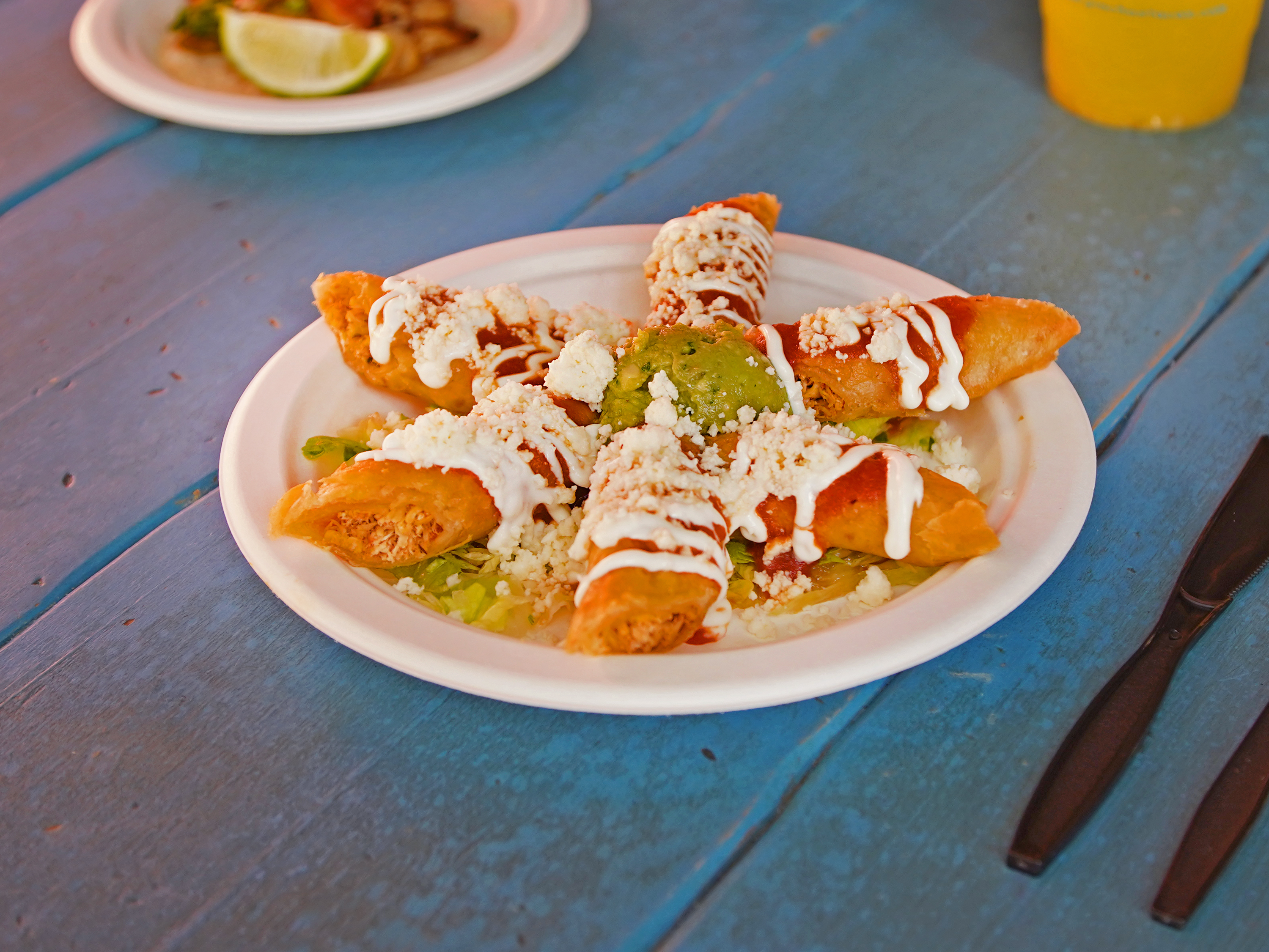 Order Pollo Flautas food online from Pinches Tacos store, Los Angeles on bringmethat.com