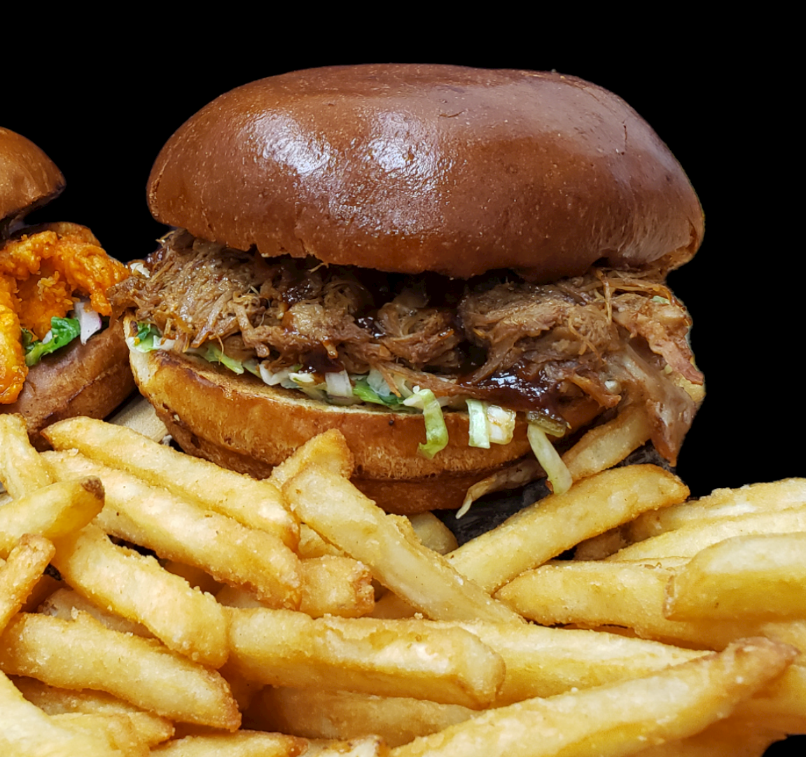 Order Pulled Pork Sandwich Personal Combo food online from Wing Legends store, Compton on bringmethat.com