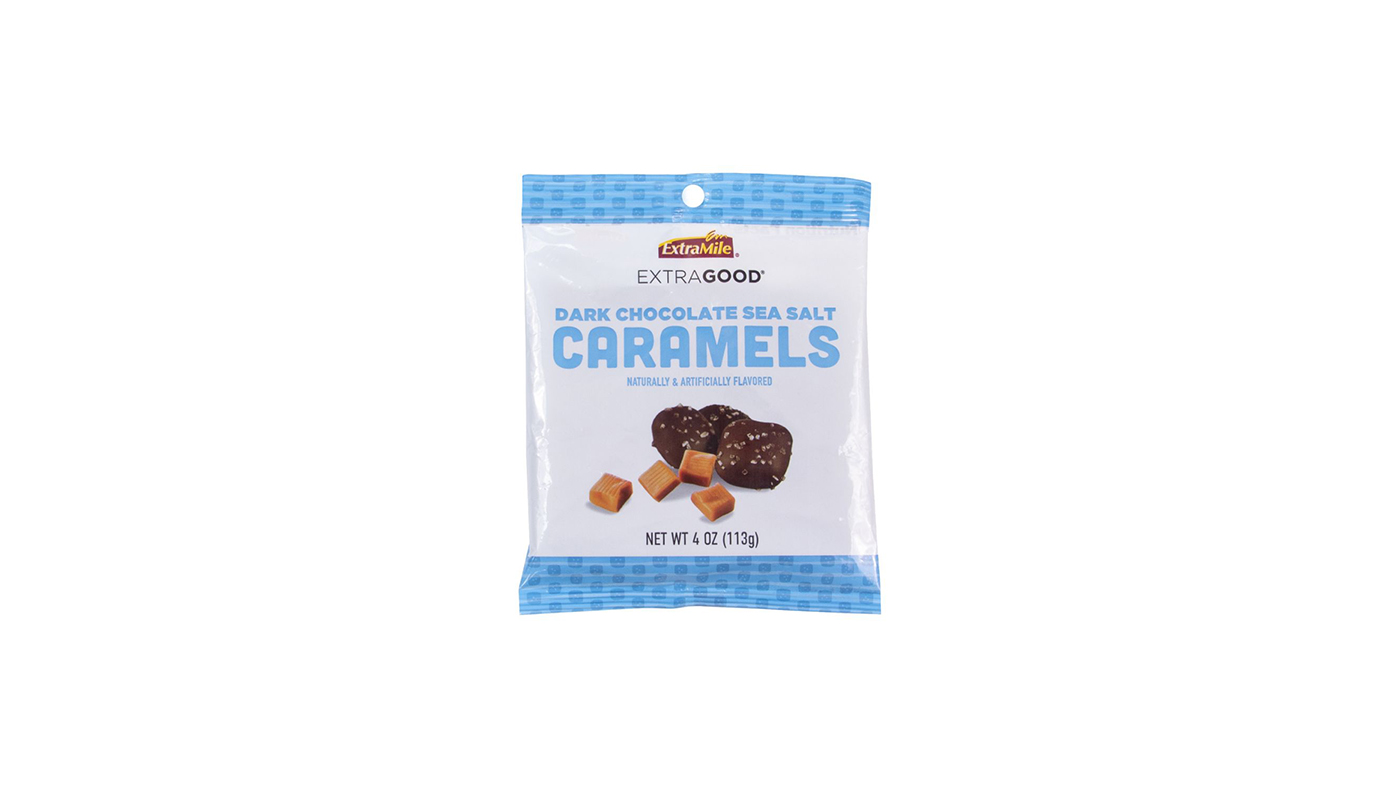 Order ExtraGood Dark Chocolate Sea Salt Caramels 4oz food online from Chevron Extramile store, Garden Grove on bringmethat.com