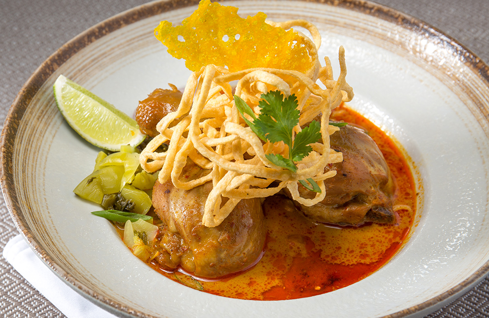 Order Khao Soi Chiang Mai Chicken** (Noodle Curry) food online from Lan Larb store, New York on bringmethat.com