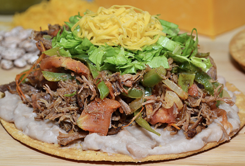 Order Beef Tostada food online from Federico Mexican Food store, Albuquerque on bringmethat.com