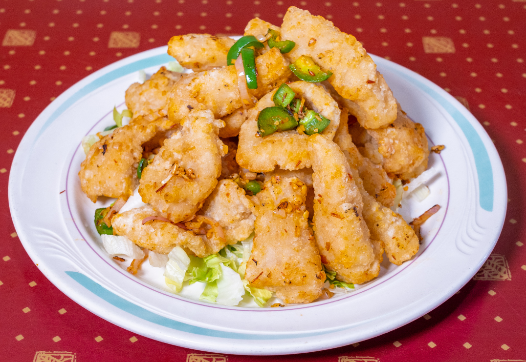 Order 椒 鹽 鮮 魷 / Spicy Salted Squid food online from Chao Zhou Restaurant store, Madison Heights on bringmethat.com