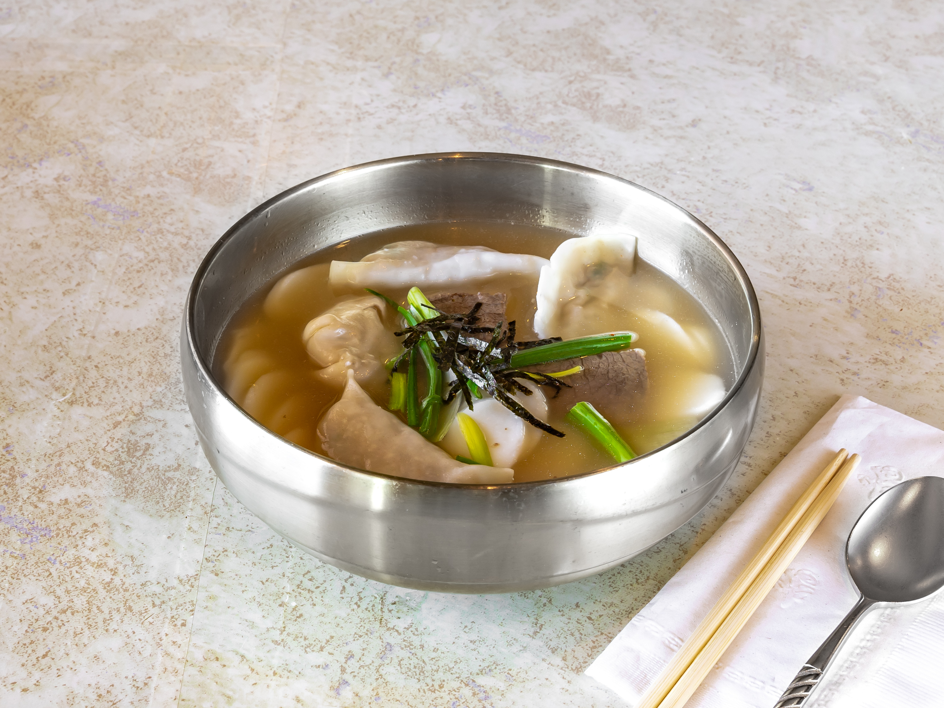 Order Sliced Rice Pasta Soup with Dumplings 떡만두국 food online from Go Ba Woo store, Tappan on bringmethat.com