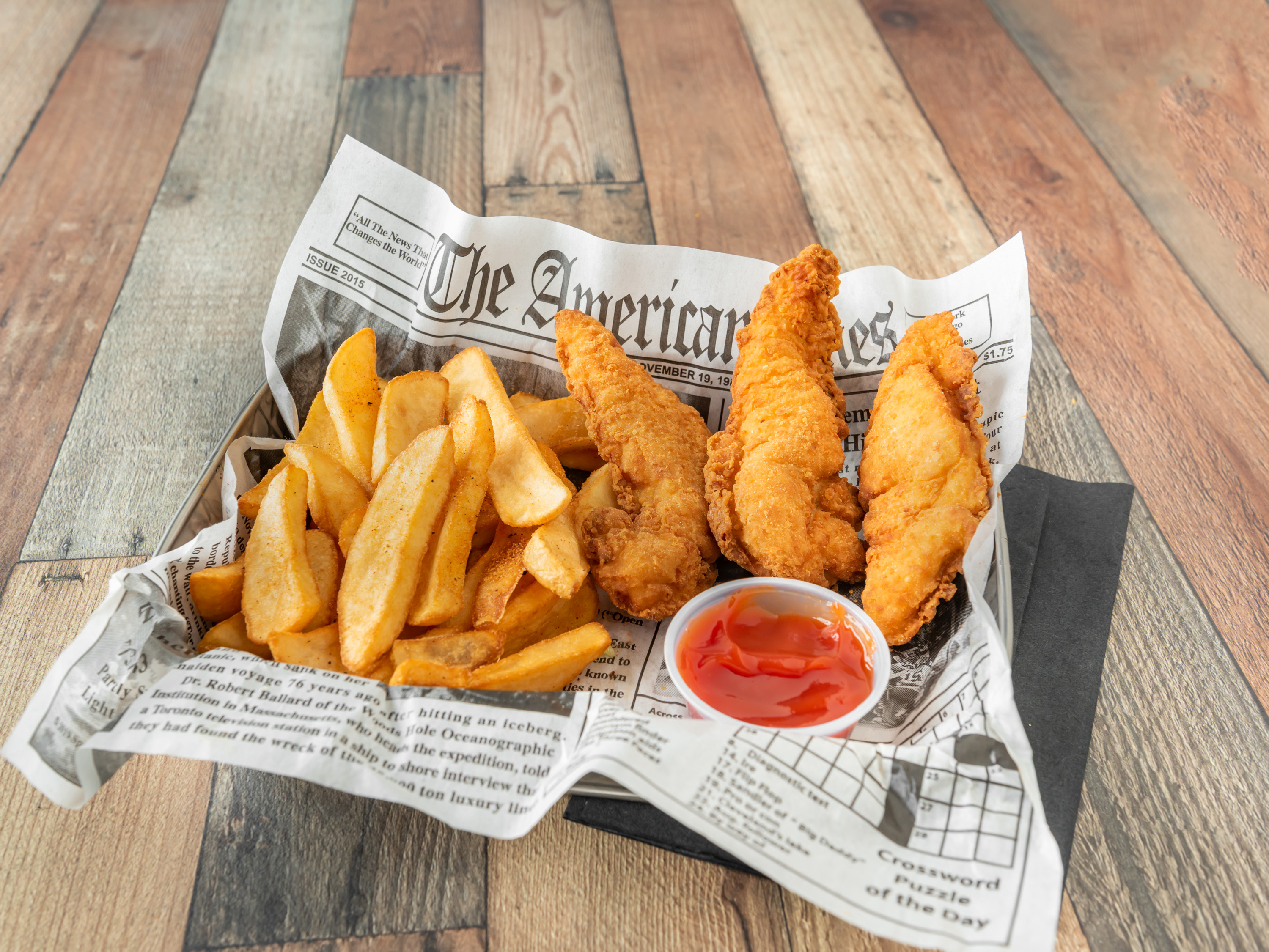 Order 3 Chicken Tenders Basket food online from Tipsy Bar And Pizza store, Huntley on bringmethat.com