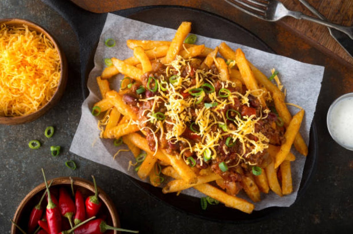 Order Loaded Fresh Cut Fries - Appetizer food online from Big D Pizza store, Clyde on bringmethat.com