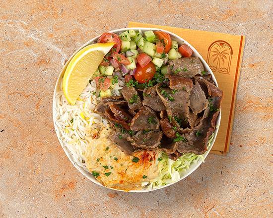 Order Beef and Lamb Gyro Rice Bowl food online from Mediterranea Rice Bowls store, Reston on bringmethat.com