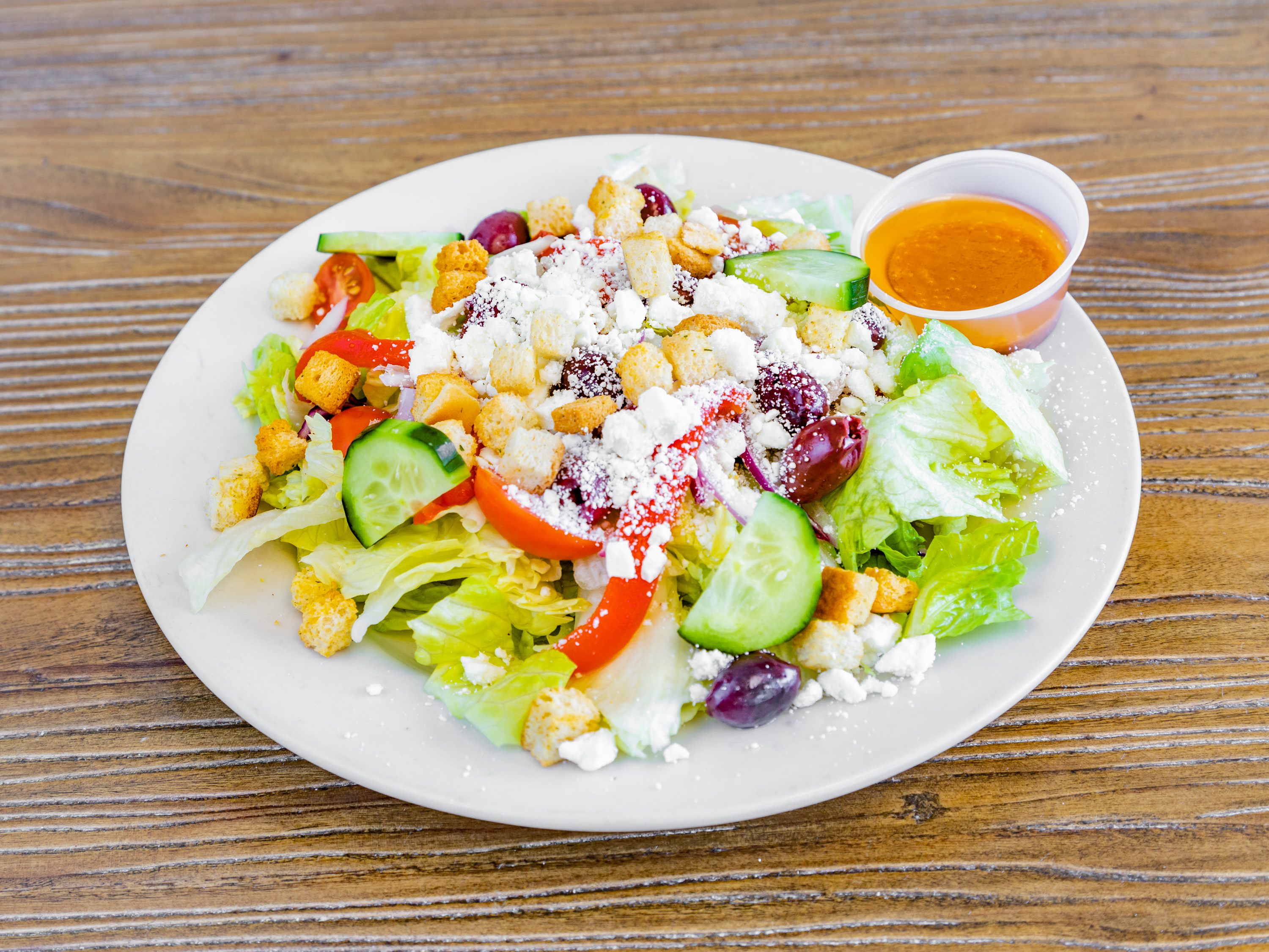 Order Greek Salad food online from Dominick Pizza Liberty Corner store, Basking Ridge on bringmethat.com