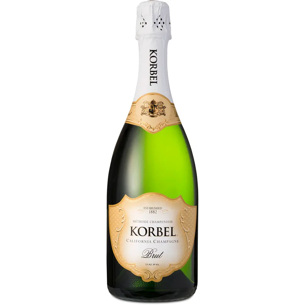 Order Korbel Brut Champagne 750 ml. food online from Mirage Wine & Liquor store, Palm Springs on bringmethat.com