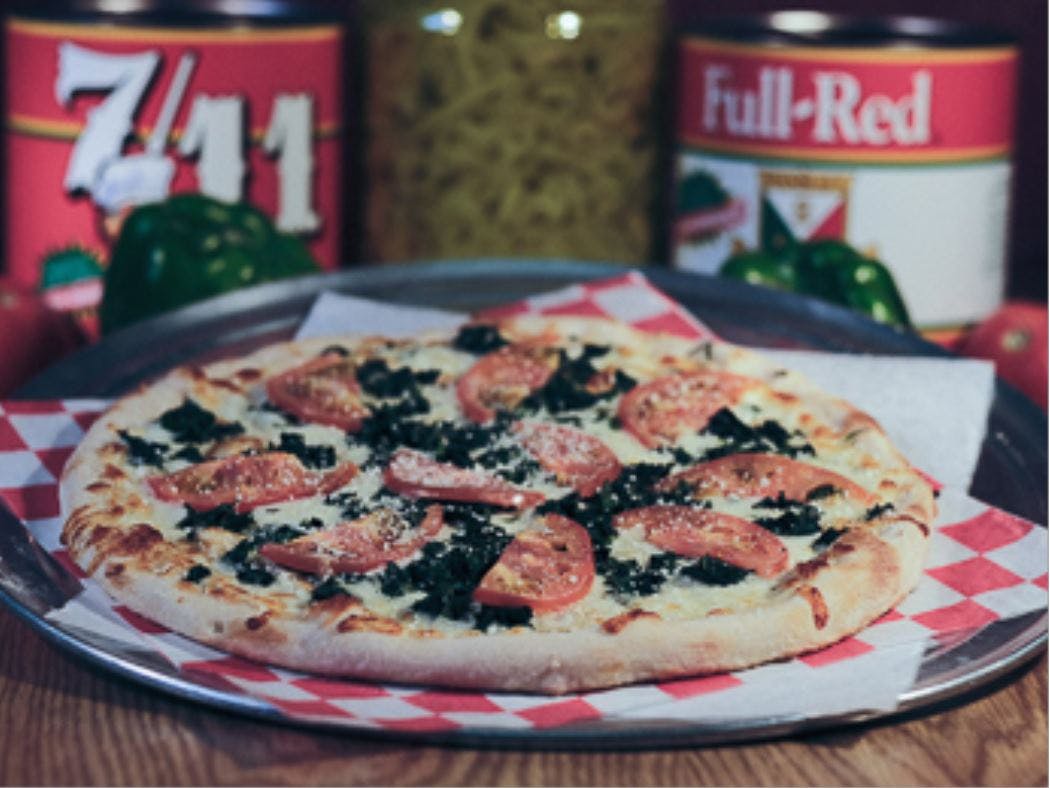 Order Spinach & Tomato Pizza - Medium 14'' (8 Slices) food online from Italian Village Pizza store, Canonsburg on bringmethat.com