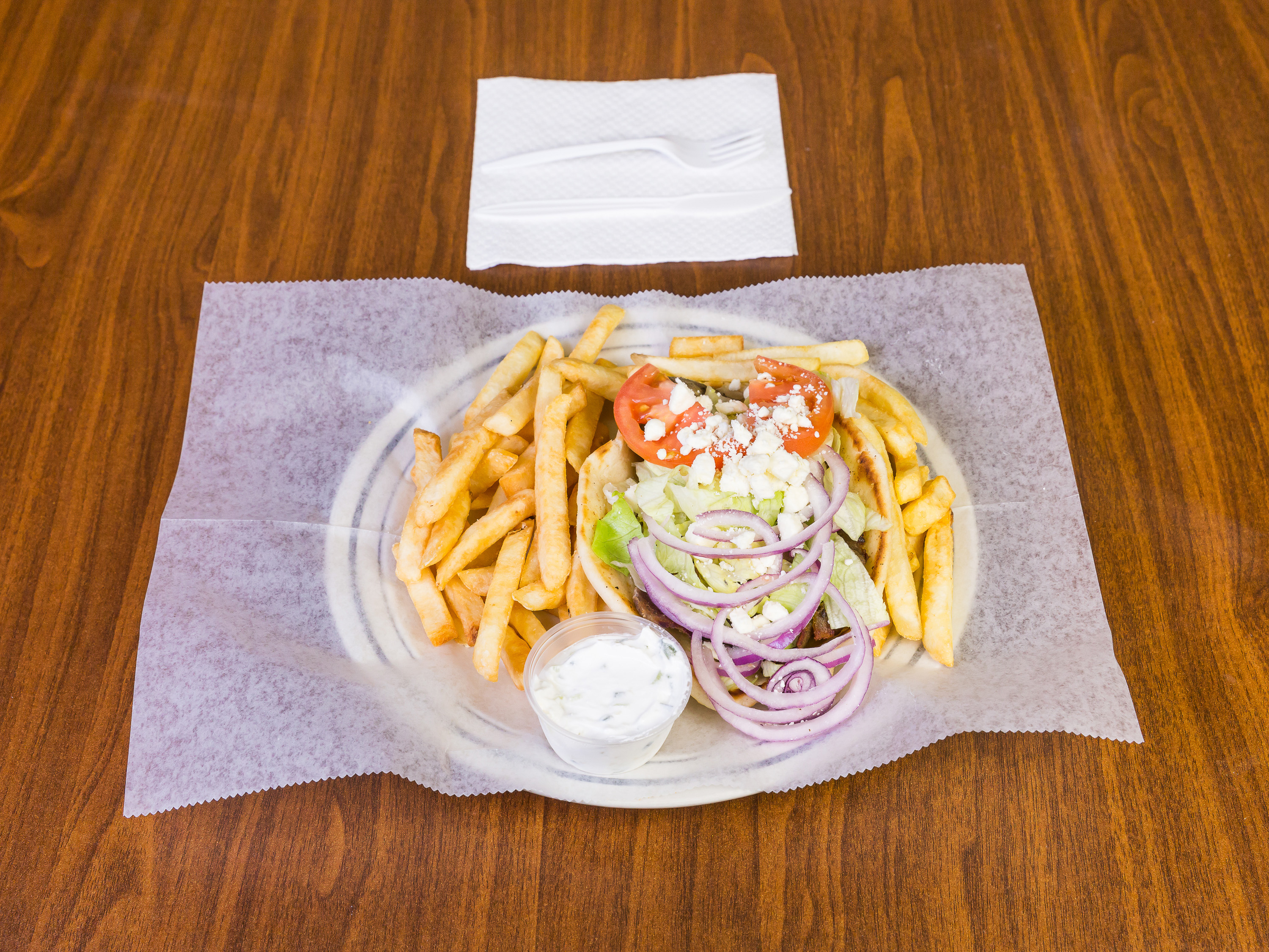 Order Gyro Platter food online from Hook Fish & Chicken store, West Chester on bringmethat.com
