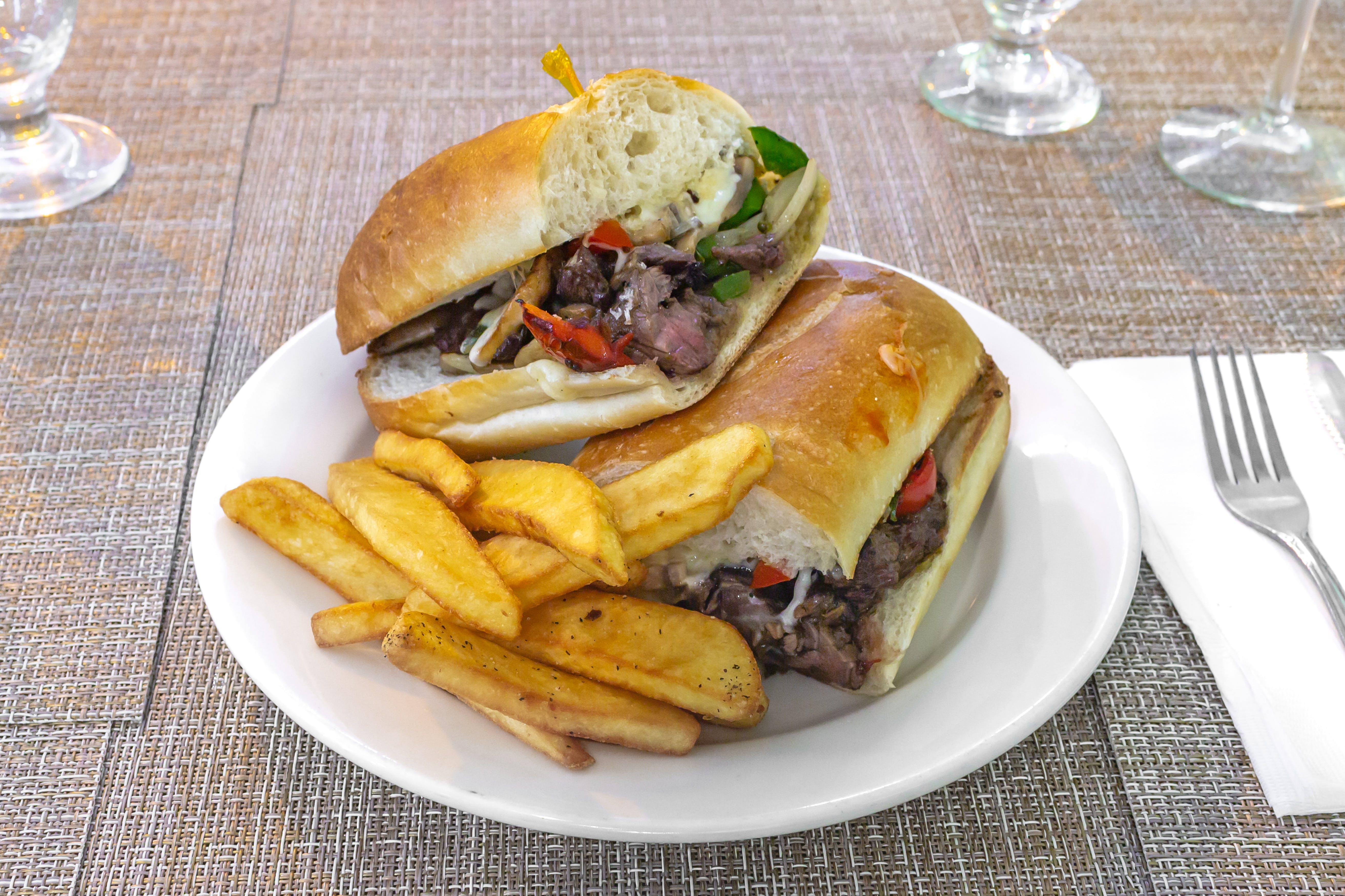 Order Cheesesteak Sandwich - 10" food online from Gallery Bistro store, Clifton on bringmethat.com