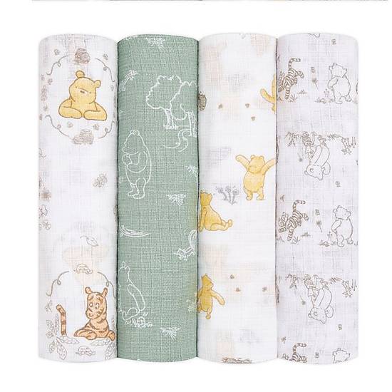 Order aden + anais essentials™ Disney® 4-Pack Winnie the Pooh Swaddle Blankets in White/Green food online from Bed Bath & Beyond store, Lancaster on bringmethat.com