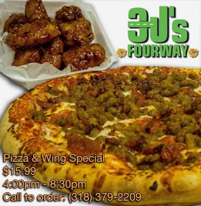 Order 12" Pizza with Wings (10) food online from 3 J Fourway store, Natchitoches on bringmethat.com