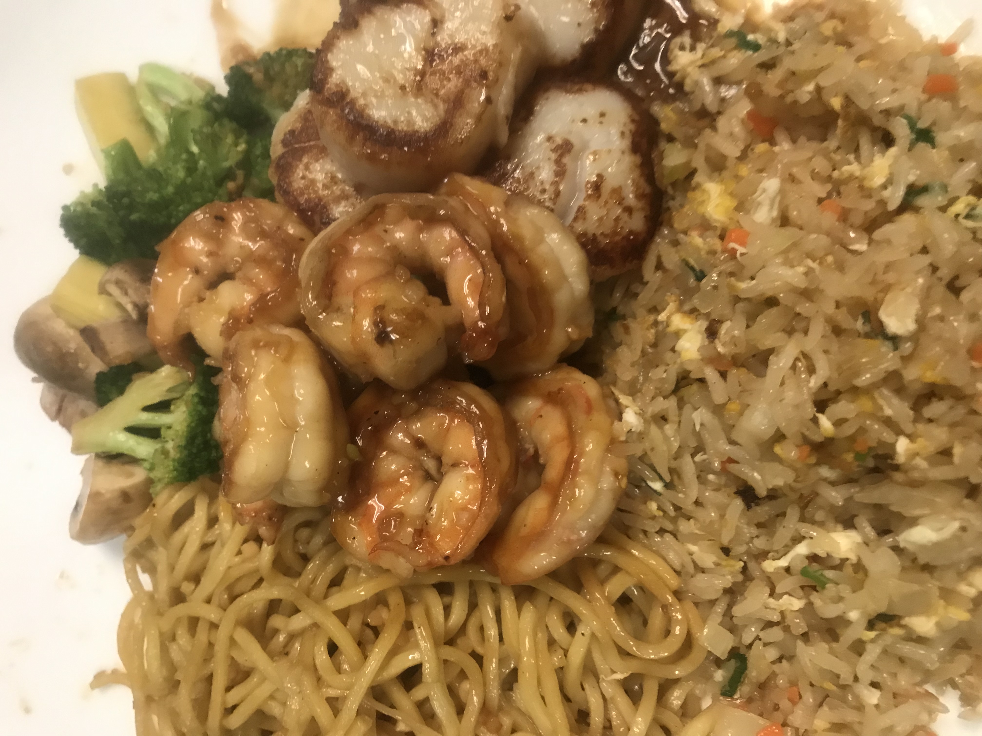 Order 12. Hibachi Shrimp and Scallops Combo food online from Megu Sushi Japanese Cuisine store, Cherry Hill on bringmethat.com
