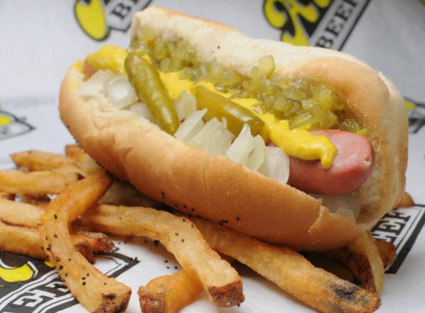 Order Hot Dog with Everything & Fries food online from Al's #1 Italian Beef store, Chicago on bringmethat.com