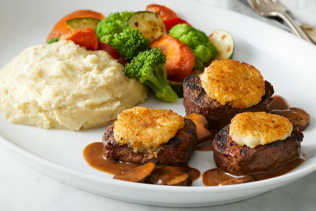 Order Gorgonzola Crusted Beef Medallions* food online from Brio Tuscan Grille - Easton store, Columbus on bringmethat.com