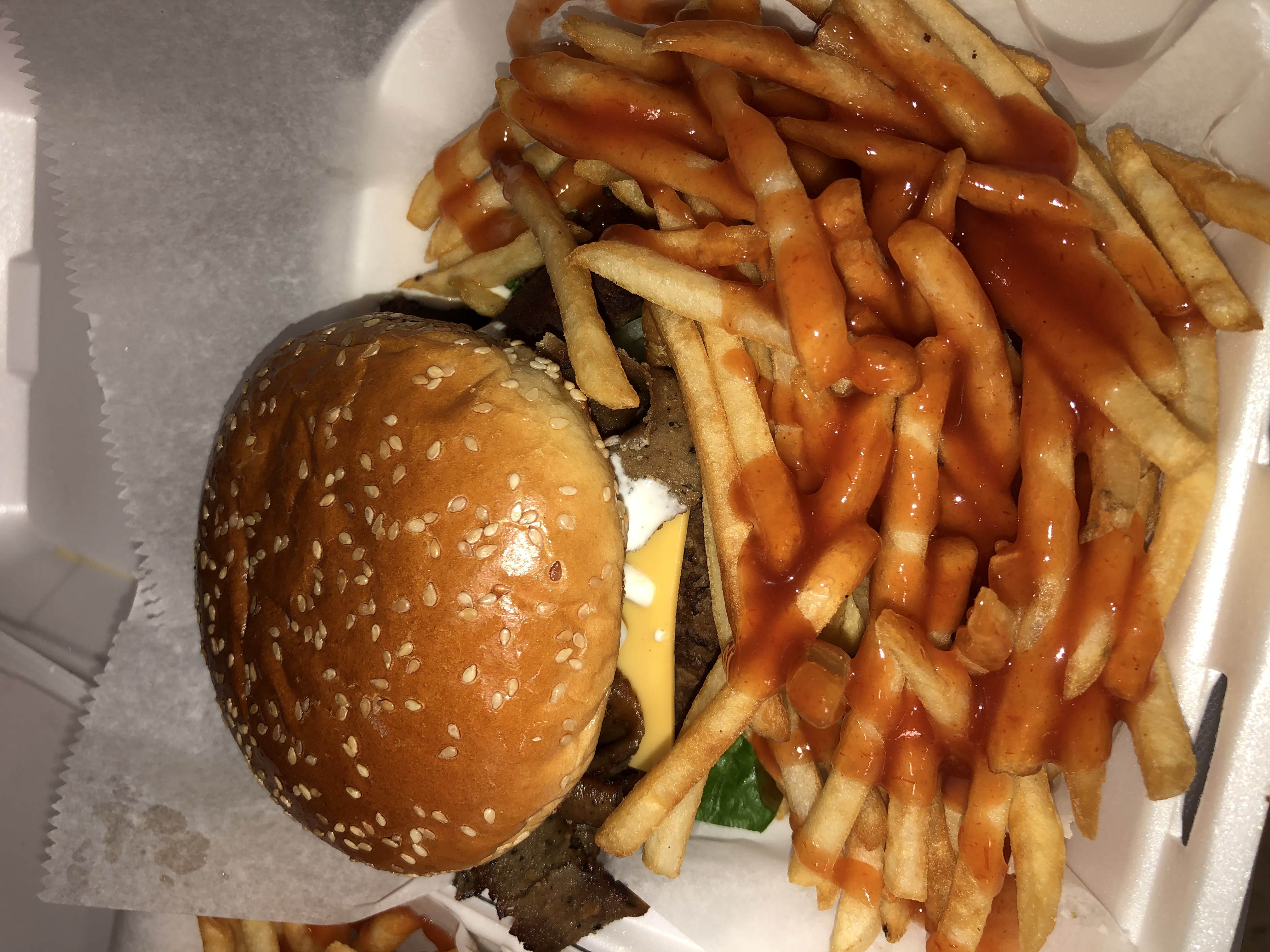 Order Gyro Cheeseburger with Fries and Drink food online from Philly Town store, Matteson on bringmethat.com
