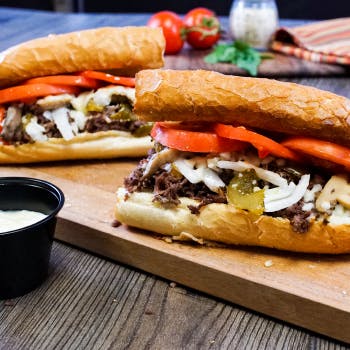 Order Steak & Cheese Hoagie - 6 & 1/2" food online from Foxs Pizza Den store, Kittanning on bringmethat.com