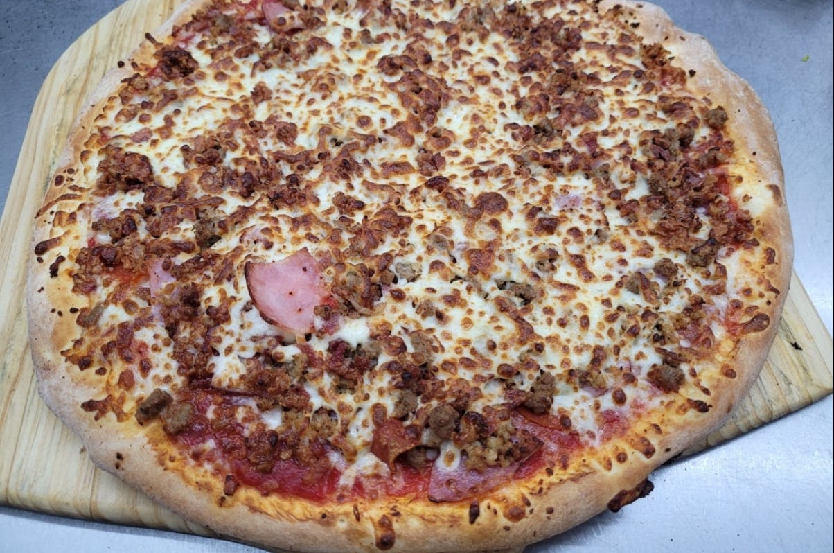Order All Meat Pizza - Small 9" (6 Slices) food online from Papa Place store, Churubusco on bringmethat.com