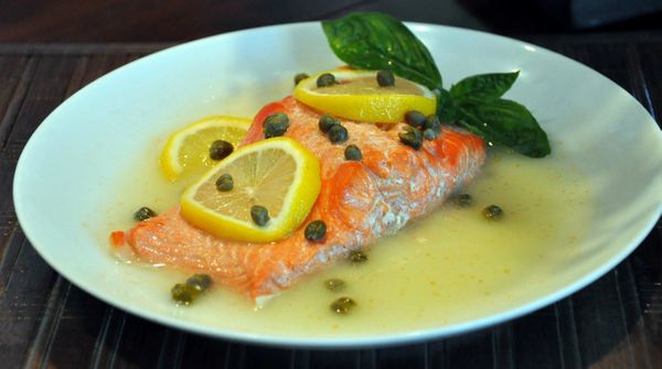 Order Citrus Poached Salmon and Confetti Rice Pilaf food online from The Spice Of Life Catering store, Carrollton on bringmethat.com