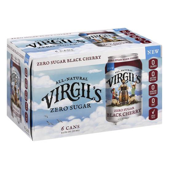 Order Virgils Soda Zero Sugar Black Cherry Cans (12 oz x 6 ct) food online from Rite Aid store, El Cajon on bringmethat.com