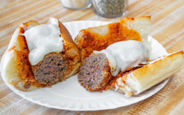 Order Meatball Parm Hot Sandwich food online from Pizza & Sandwich Barn store, Caldwell on bringmethat.com