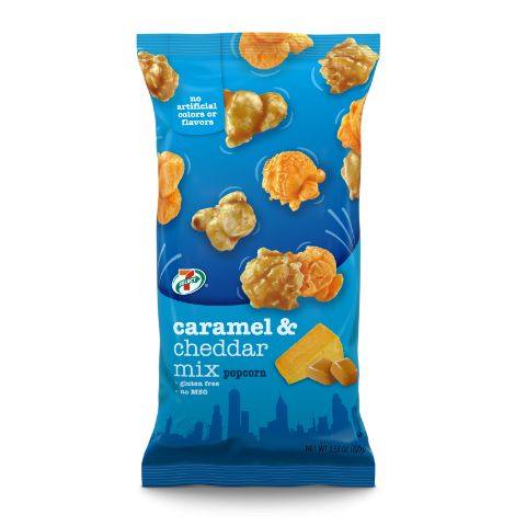 Order 7-Select Cheddar & Caramel Popcorn 3.5oz food online from 7-Eleven store, Krum on bringmethat.com