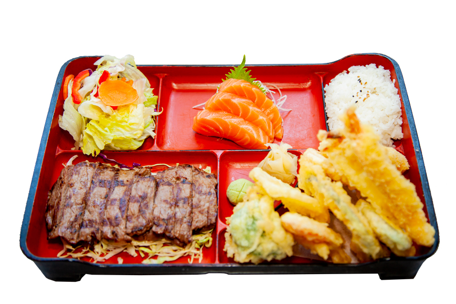 Order 6. Beef Teriyaki and Tempura and Cal Dinner food online from Kippu Japanese Cuisine store, San Francisco on bringmethat.com
